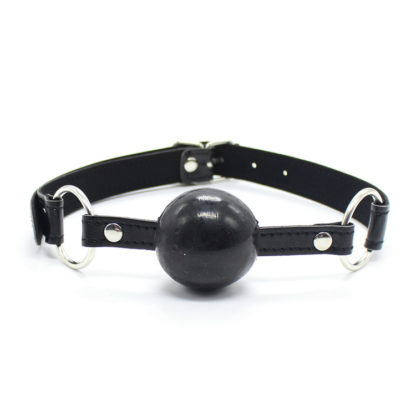 Soft Rubber Black Faux Leather 40mm Silicon Rubber Bondage Ball Gag