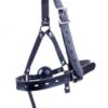 Faux Leather Head Harness Black 42mm Silicon Rubber Bondage Ball Gag - Image 2