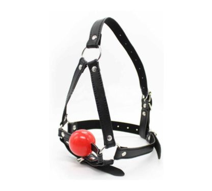 Faux Leather Head Harness Bondage Ball Gag Restraint 42mm Silicon Rubber Ball
