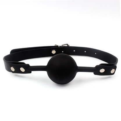 Black 42mm Soft Rubber Faux Leather Silicon Bondage Ball Gag