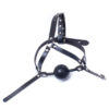 Black 48mm Big Ball Silicon Rubber Bondage Ball Faux Leather Head Harness
