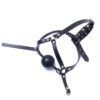 Black 48mm Big Ball Silicon Rubber Bondage Ball Faux Leather Head Harness - Image 2