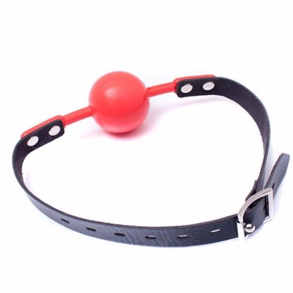Red 48mm Big Ball Gag Faux Leather Silicon Rubber Bondage Ball Gag - Image 2