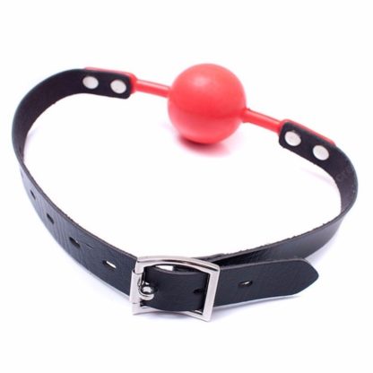 Red 48mm Big Ball Gag Faux Leather Silicon Rubber Bondage Ball Gag - Image 3