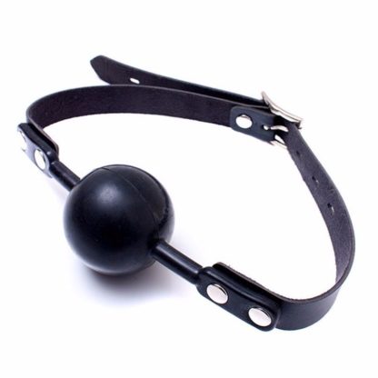 Black 48mm Big Ball Gag Faux Leather Silicon Rubber Bondage Ball Gag - Image 3