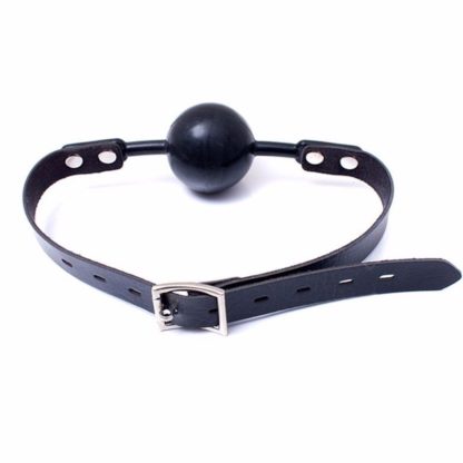 Black 48mm Big Ball Gag Faux Leather Silicon Rubber Bondage Ball Gag - Image 4