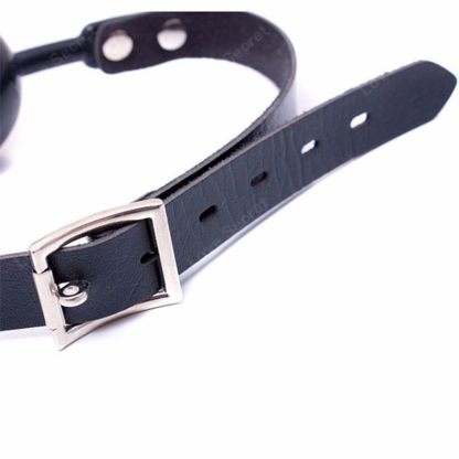 Black 48mm Big Ball Gag Faux Leather Silicon Rubber Bondage Ball Gag - Image 5