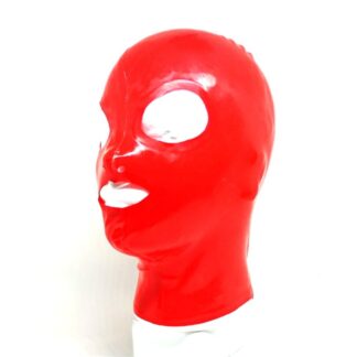 Red Latex Hood Zipper Back Natural Rubber