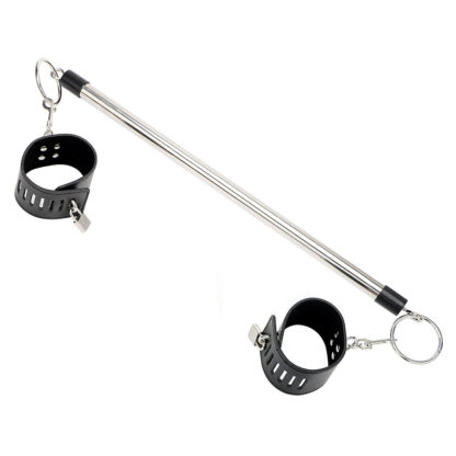 Faux Leather Stainless Steel Locking Spreader Bar Wrist Cuffs