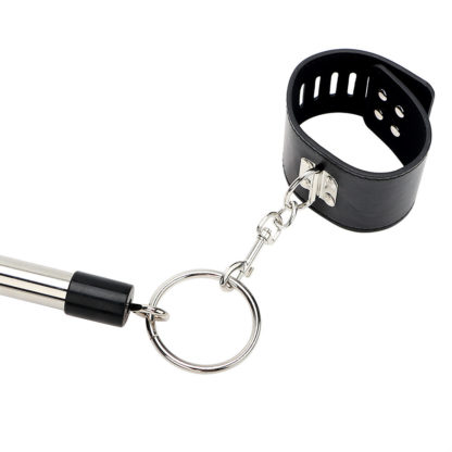 Faux Leather Stainless Steel Locking Spreader Bar Ankle Cuffs - Image 2