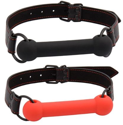 Faux Leather Bite Mouth Gag Silicone Black or Red