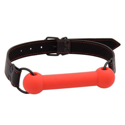 Faux Leather Bite Mouth Gag Silicone Black or Red - Image 2