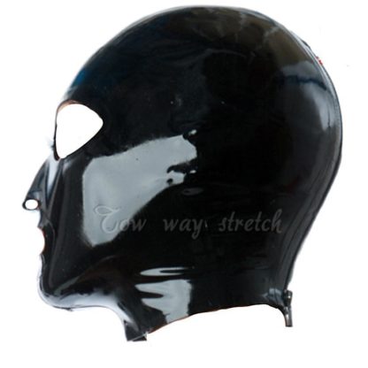 Black Latex/Rubber Hood Zipper Back Natural Rubber - Image 2