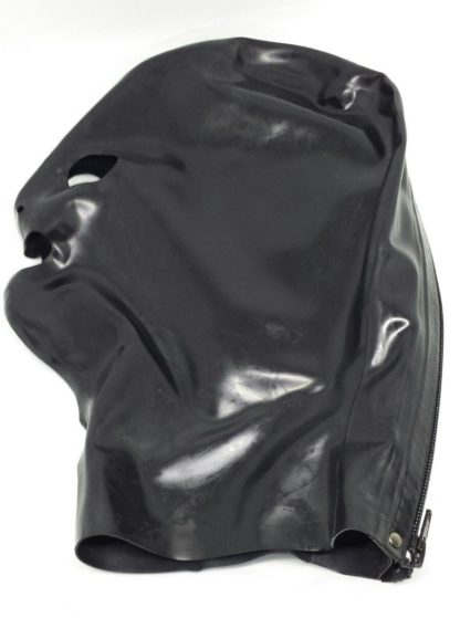 Black Latex/Rubber Hood Zipper Back Natural Rubber - Image 3