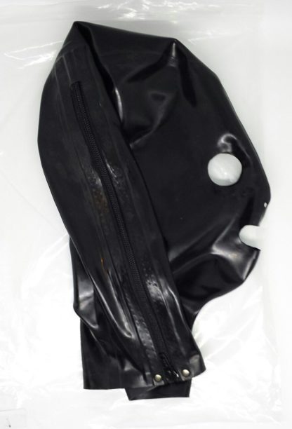 Black Latex/Rubber Hood Zipper Back Natural Rubber - Image 5