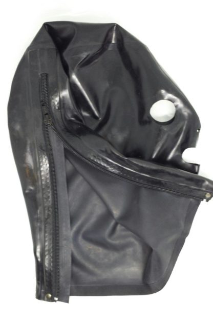 Black Latex/Rubber Hood Zipper Back Natural Rubber - Image 6