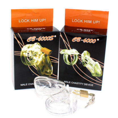 CB6000 Adult Male Chastity Device Plastic Penis Cock Cage With 5 Rings Tube Length Sizes S/L Three Colours