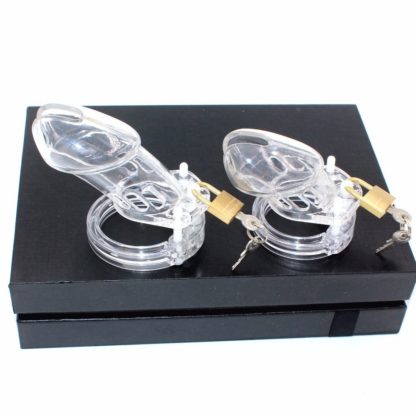 CB6000 Adult Male Chastity Device Plastic Penis Cock Cage With 5 Rings Tube Length Sizes S/L Three Colours - Image 2