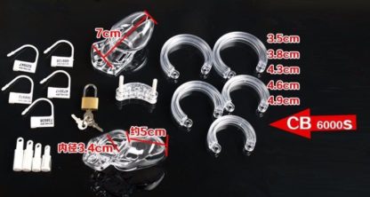 CB6000 Adult Male Chastity Device Plastic Penis Cock Cage With 5 Rings Tube Length Sizes S/L Three Colours - Image 4