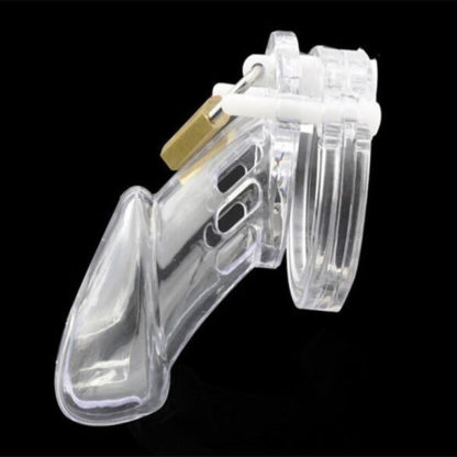 CB6000 Adult Male Chastity Device Plastic Penis Cock Cage With 5 Rings Tube Length Sizes S/L Three Colours - Image 5