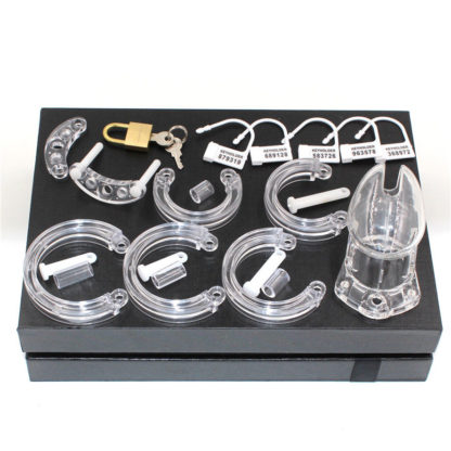 CB6000 Adult Male Chastity Device Plastic Penis Cock Cage With 5 Rings Tube Length Sizes S/L Three Colours - Image 7