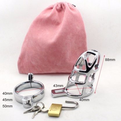 Stainless Steel Male Chastity Device Locking Cage - Image 2