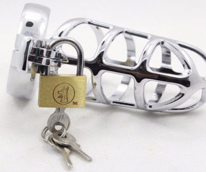Stainless Steel Male Chastity Device Locking Cage - Image 3