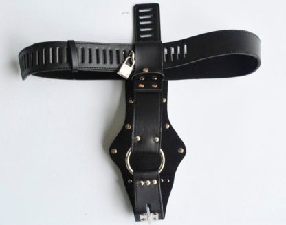 Faux Leather Female Locking Chastity Belt Device - Image 2