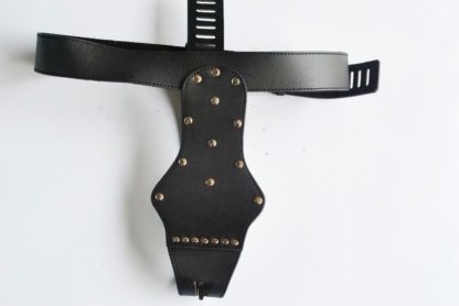 Faux Leather Female Locking Chastity Belt Device - Image 3
