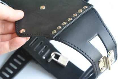 Faux Leather Female Locking Chastity Belt Device - Image 4