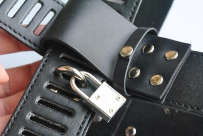 Faux Leather Female Locking Chastity Belt Device - Image 5