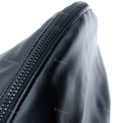 Black Faux Leather Hood Full Head Zip Back - Image 7