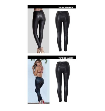 Fitted Womens Stretch Faux Leather Jeans Pants Leggings - Image 3