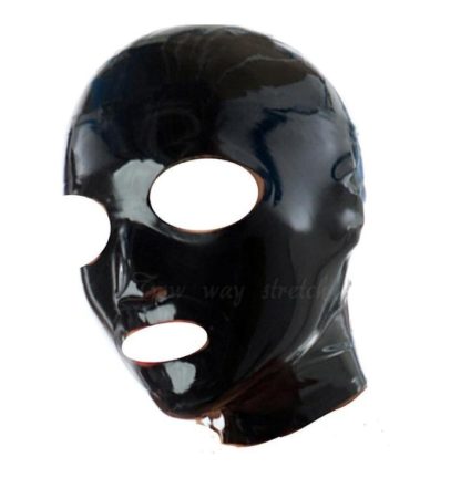 Black Latex/Rubber Hood ***Non Zipper*** Pull On Back Natural Rubber