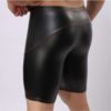 Mens Black Faux Leather/Wetlook Cycle/Boxer Shorts - Image 3