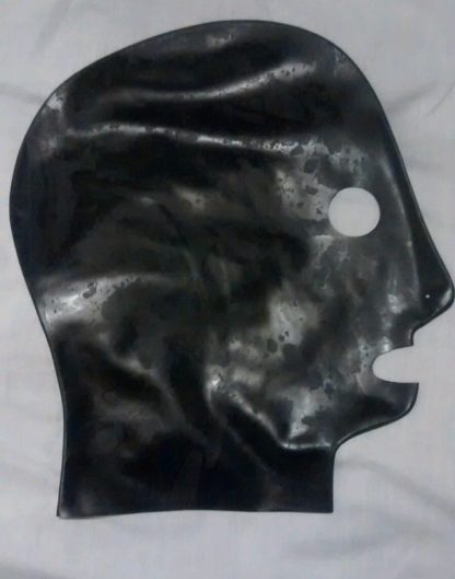 Black Latex/Rubber Hood ***Non Zipper*** Pull On Back Natural Rubber - Image 2