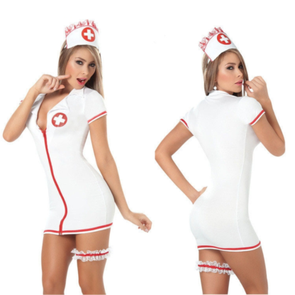 Nurse Fancy Dress Zip Cosplay Costume - Image 3
