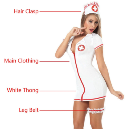 Nurse Fancy Dress Zip Cosplay Costume - Image 4