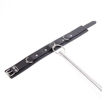 Faux Leather Stainless Steel Buckle Spreader Bar Neck Collar Wrist Cuffs Vertical Bar - Image 3