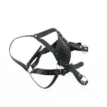 Faux Leather Head Harness Panel Ball Bondage Gag Restraint Mask Mouth - Image 5