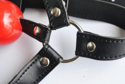 Faux Leather Head Harness Bondage Ball Gag Restraint 42mm Silicon Rubber Ball - Image 3