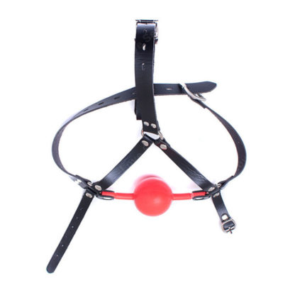 Red 48mm Big Ball Bondage Gag Silicon Rubber Ball Faux Leather Head Harness - Image 3