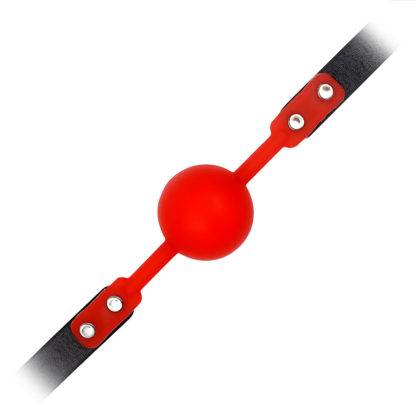 Red 42mm Soft Rubber Faux Leather Silicon Rubber Bondage Ball Gag - Image 2