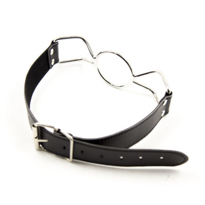 Large 45mm Butterfly/Spider Open Mouth Gag Stainless Steel Faux Leather - Image 3