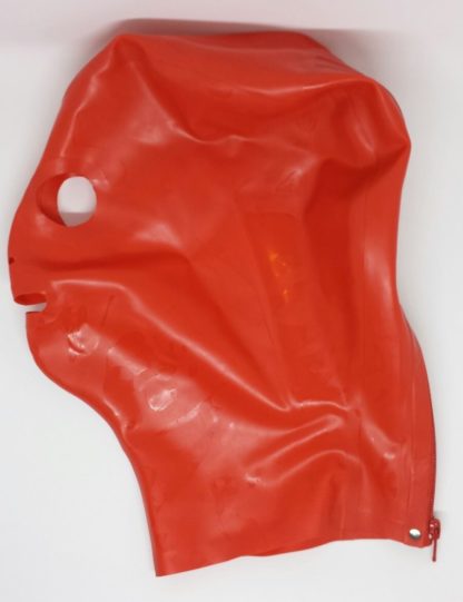 Red Latex Hood Zipper Back Natural Rubber - Image 3