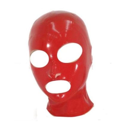 Red Latex Hood Zipper Back Natural Rubber