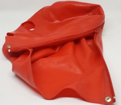 Red Latex Hood Zipper Back Natural Rubber - Image 4