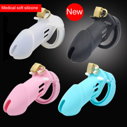 Soft Medical Silicone Locking Male Chastity Device Penis Ring Cock Cage