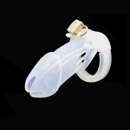 Soft Medical Silicone Locking Male Chastity Device Penis Ring Cock Cage - Image 9