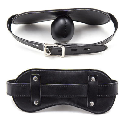 Faux Leather Sponge Locking Panel Ball Gag With Lock
